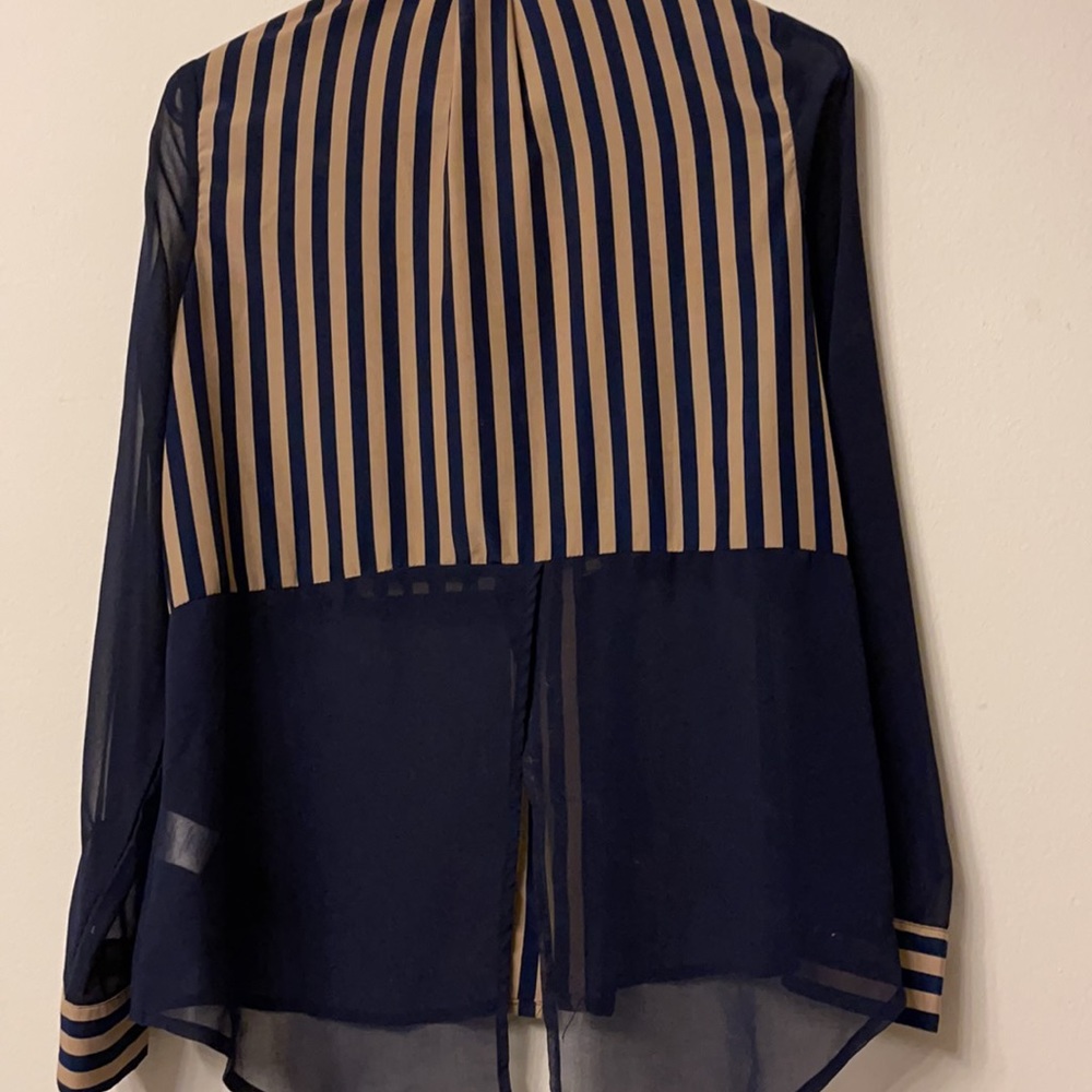 Navy tan work blouse - Picture 5 of 6